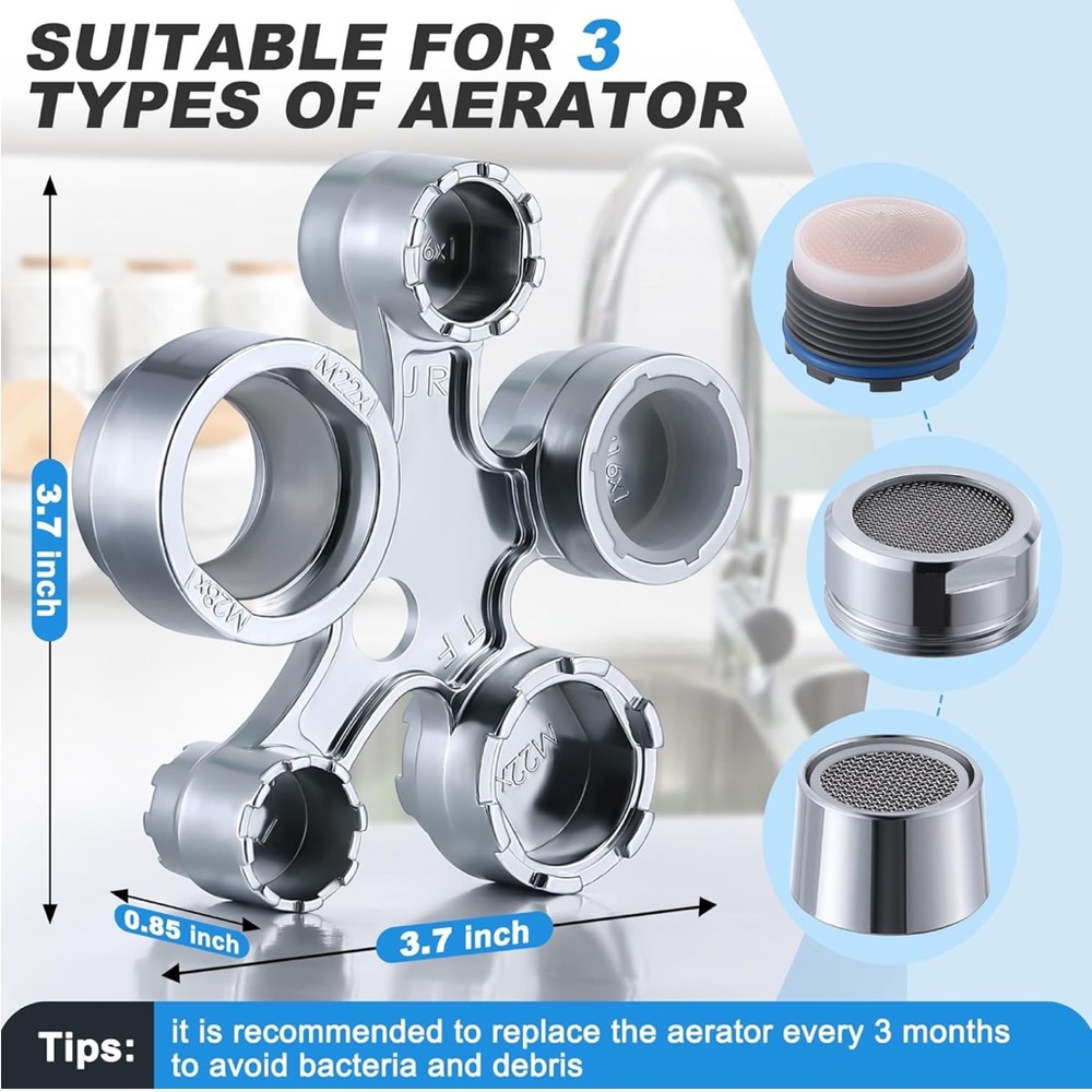 Universal Silver Faucet Aerator Key Wrench - Silver